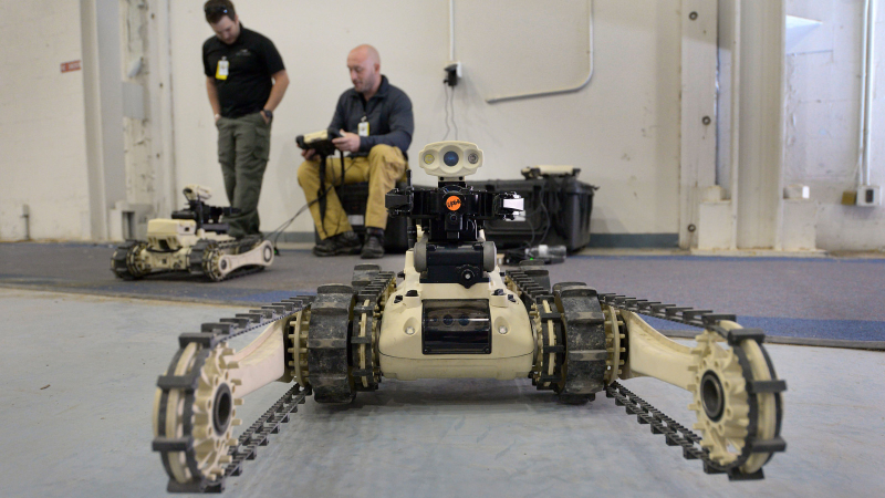 Illustration for article titled A Rodeo for Bomb Disposal Robots Looks Dangerous